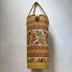 Vintage Yellow Floral Knitting Needles Canister Caddy